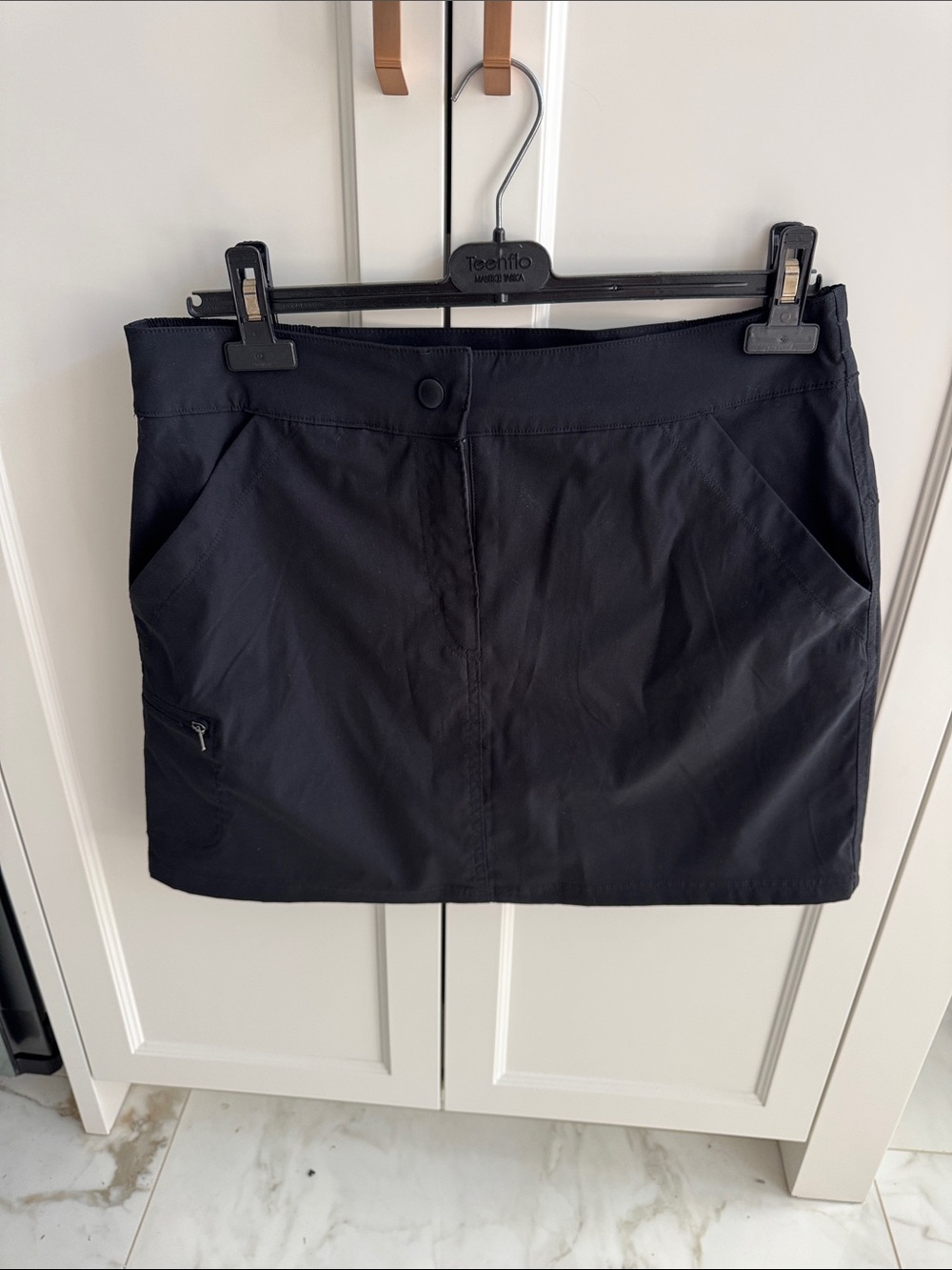 Women's Black Midi Skirt with Front Pocket